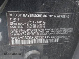 2013 BMW 7 Series 750Li с VIN WBAYE8C53DD132336, выставлен на аукционе IAAI как лот 42812991 с пробегом 174 099 миль миль и . История ставок и продаж доступна на DreamBid. Изображение 9.
