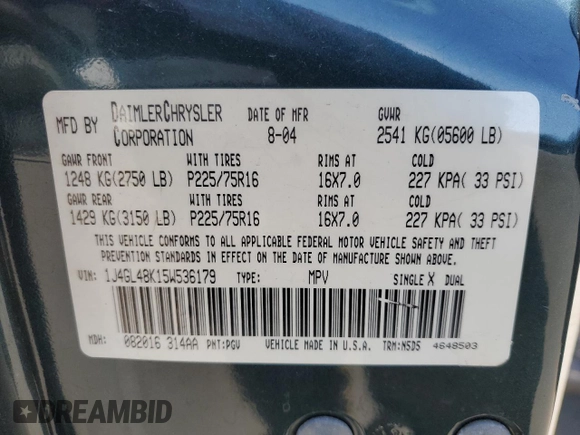 2005 Jeep Liberty Sport with VIN 1J4GL48K15W536179, listed as a Copart auction lot 53528515 with 132,464 mi miles and Salvage Title. Bid and sale history available at carsss.com. Image 13.