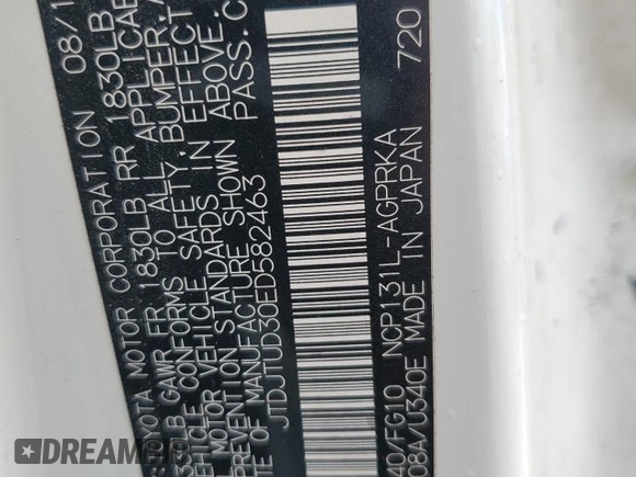 2014 Toyota Yaris L with VIN JTDJTUD30ED582463, listed as a Copart auction lot 56052815 with 54,226 mi miles and Clean Title. Bid and sale history available at DreamBid. Image 12.