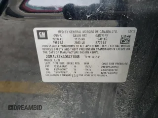 2013 GMC Terrain SLE with VIN 2GKALSEK4D6231048, listed as a Copart auction lot 53974525 with 104,014 mi miles and Salvage Title. Bid and sale history available at DreamBid. Image 12.