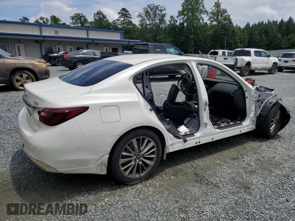 2021 Infiniti Q50 Luxe with VIN JN1EV7BP6MM700150, listed as a Copart auction lot 63423225 with Not provided miles and Salvage title. Bid and sale history available at DreamBid. Image 3.