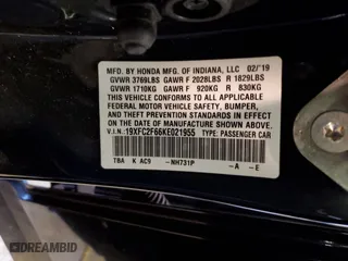 2019 Honda Civic Sedan LX with VIN 19XFC2F66KE021955, listed as a Copart auction lot 43826994 with 0 mi miles and Salvage Title. Bid and sale history available at carsss.com. Image 13.