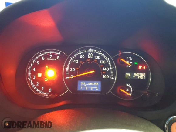 2014 Nissan Maxima S with VIN 1N4AA5AP1EC457227, listed as a Copart auction lot 46235375 with 160,468 mi miles and Salvage Title. Bid and sale history available at DreamBid. Image 9.