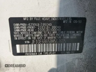 2011 Subaru Impreza Premium with VIN JF1GE6B65BH507605, listed as a Copart auction lot 59123985 with 112,091 mi miles and Salvage title. Bid and sale history available at DreamBid. Image 12.