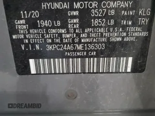 2021 Hyundai Accent SE with VIN 3KPC24A67ME136303, listed as a Copart auction lot 61190995 with 37,620 mi miles and Salvage title. Bid and sale history available at DreamBid. Image 13.