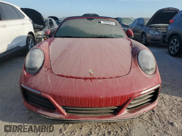 2017 Porsche 911 4 with VIN WP0BA2A99HS132236, listed as a Copart auction lot 76339244 with 0 mi miles and Non Repairable. Bid and sale history available at carsss.com. Image 5.