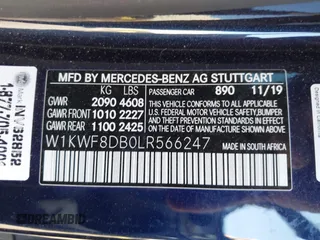 2020 Mercedes-Benz C 300 with VIN W1KWF8DB0LR566247, listed as a IAAI auction lot 40935203 with 29,543 mi miles and . Bid and sale history available at carsss.com. Image 9.
