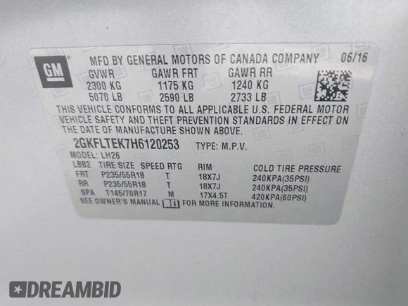 2017 GMC Terrain SLE with VIN 2GKFLTEK7H6120253, listed as a IAAI auction lot 41672578 with 114,772 mi miles. Bid and sale history available at carsss.com. Image 9.