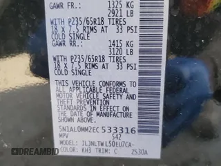 2014 Infiniti QX60 with VIN 5N1AL0MM2EC533316, listed as a Copart auction lot 43734075 with 124,280 mi miles and Salvage Title. Bid and sale history available at DreamBid. Image 13.