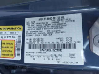 2018 Ford Fusion SE with VIN 3FA6P0HD6JR224085, listed as a IAAI auction lot 41437286 with 85,340 mi miles and . Bid and sale history available at DreamBid. Image 9.