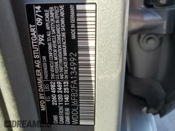 2015 Mercedes-Benz CLS-Class CLS 400 with VIN WDDLJ6FB2FA134992, listed as a Copart auction lot 72217783 with 0 mi miles. Bid and sale history available at carsss.com. Image 13.