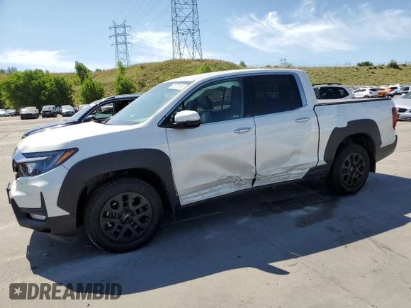 2023 Honda Ridgeline RTL-E with VIN 5FPYK3F76PB011963, listed as a Copart auction lot 63079165 with 25,658 mi miles and Salvage title. Bid and sale history available at DreamBid. Image 1.