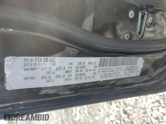 2020 Jeep Compass Limited z VIN 3C4NJCCBXLT187577, wystawiony jako Copart lot #55082235 z przebiegiem 81 387 mil mil oraz Szkoda całkowita • Salvage title. Historia ofert i sprzedaży dostępna na DreamBid. Obrazek 12.