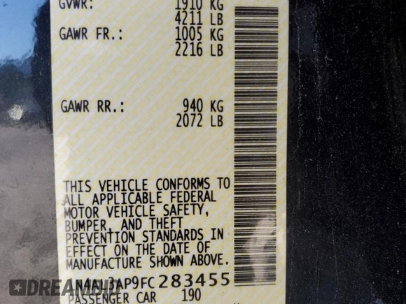2015 Nissan Altima 2.5 S with VIN 1N4AL3AP9FC283455, listed as a Copart auction lot 53495215 with 86,576 mi miles and Salvage Title. Bid and sale history available at carsss.com. Image 12.