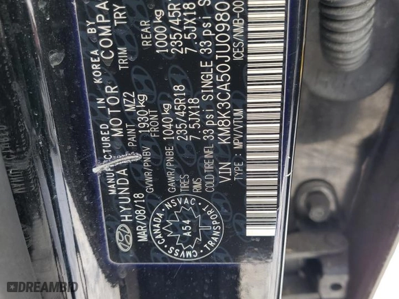 2018 Hyundai Kona Limited with VIN KM8K3CA50JU098027, listed as a Copart auction lot 41372745 with 197,810 mi miles and Clean Title. Bid and sale history available at carsss.com. Image 12.
