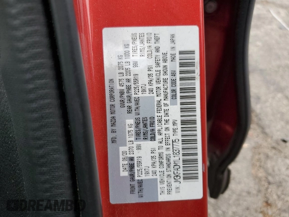 2020 Mazda CX-5 Grand Touring with VIN JM3KFADM1L1837775, listed as a Copart auction lot 55314595 with 82,359 mi miles and Clean Title. Bid and sale history available at DreamBid. Image 14.