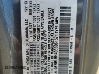 2014 Honda Odyssey EX z VIN 5FNRL5H40EB061571, wystawiony jako Copart lot #58437235 z przebiegiem 59 954 mil mil oraz Szkoda całkowita • Salvage title. Historia ofert i sprzedaży dostępna na DreamBid. Obrazek 14.
