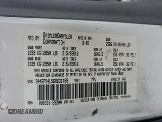2006 Chrysler Town & Country Touring z VIN 2A4GP54L56R631489, wystawiony jako Copart lot #58981685 z przebiegiem 242 106 mil mil oraz Szkoda całkowita • Salvage title. Historia ofert i sprzedaży dostępna na DreamBid. Obrazek 13.