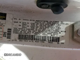 2007 Toyota Tacoma с VIN 5TENX22N27Z390714, выставлен на аукционе Copart как лот 61362325 с пробегом 252 121 миль миль и Чистый • Clean title. История ставок и продаж доступна на DreamBid. Изображение 12.