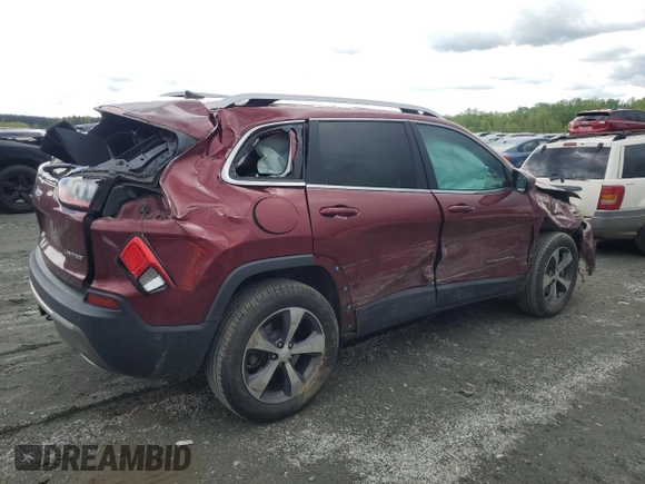 2019 Jeep Cherokee Limited with VIN 1C4PJMDX8KD218158, listed as a Copart auction lot 52881615 with 105,303 mi miles and Salvage Title. Bid and sale history available at DreamBid. Image 3.