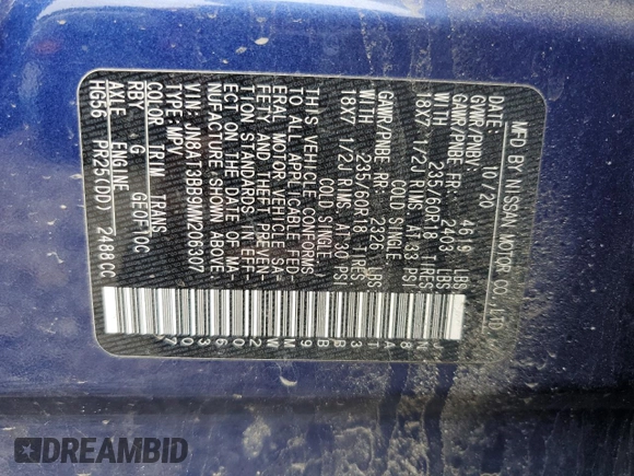 2021 Nissan Rogue SV z VIN JN8AT3BB9MW206307, wystawiony jako Copart lot #57290825 z przebiegiem 66 874 mil mil oraz Szkoda całkowita • Salvage title. Historia ofert i sprzedaży dostępna na DreamBid. Obrazek 14.