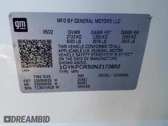 2022 Cadillac XT6 Premium Luxury with VIN 1GYKPCRS0NZ173802, listed as a Copart auction lot 87419534 with 28,373 mi miles and Salvage Title. Bid and sale history available at carsss.com. Image 14.