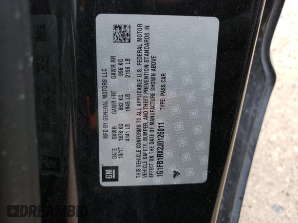 2018 Chevrolet Camaro 1LT with VIN 1G1FB1RX2J0126011, listed as a Copart auction lot 71124612 with 0 mi miles. Bid and sale history available at carsss.com. Image 15.