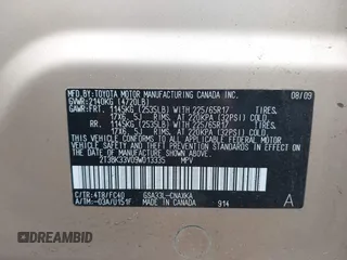 2009 Toyota RAV4 with VIN 2T3BK33V09W013335, listed as a IAAI auction lot 41047704 with 189,210 mi miles. Bid and sale history available at carsss.com. Image 9.
