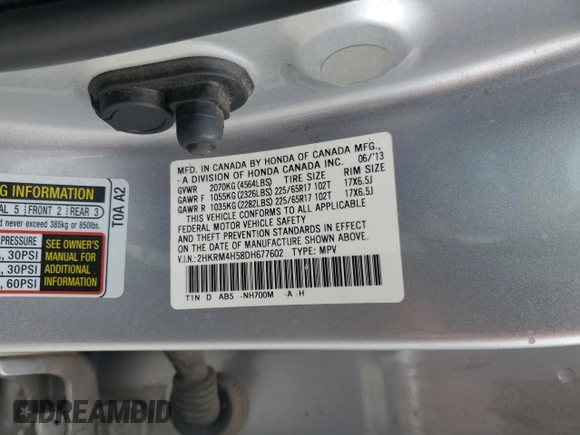 2013 Honda CR-V EX with VIN 2HKRM4H58DH677602, listed as a Copart auction lot 51869445 with 130,043 mi miles and Salvage Title. Bid and sale history available at carsss.com. Image 14.