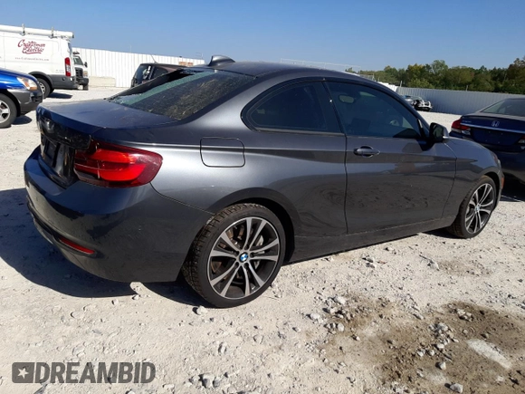 2021 BMW 2 Series 230i with VIN WBA2J1C01M7G97702, listed as a Copart auction lot 75096704 with 29,884 mi miles and Salvage Title. Bid and sale history available at carsss.com. Image 3.