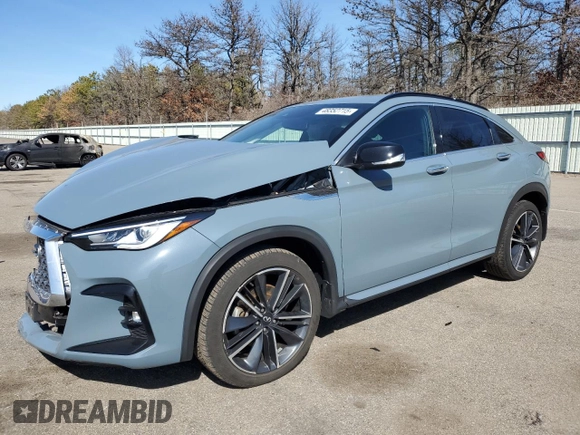 2023 Infiniti QX55 Luxe with VIN 3PCAJ5JR9PF118989, listed as a Copart auction lot 48352715 with 13,558 mi miles and Salvage title. Bid and sale history available at DreamBid. Image 1.