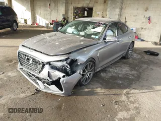 2021 Genesis G70 2.0T Sport with VIN KMTG24LA7MU067165, listed as a IAAI auction lot 41441008 with 43,792 mi miles. Bid and sale history available at carsss.com. Image 2.