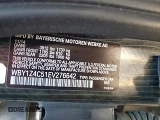2014 BMW i3 with VIN WBY1Z4C51EV276642, listed as a Copart auction lot 52571115 with 112,178 mi miles and Salvage title. Bid and sale history available at DreamBid. Image 12.