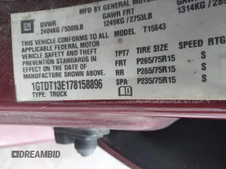 2007 GMC Canyon SLE2 with VIN 1GTDT13E178158896, listed as a IAAI auction lot 42679729 with 199,553 mi miles and . Bid and sale history available at DreamBid. Image 9.