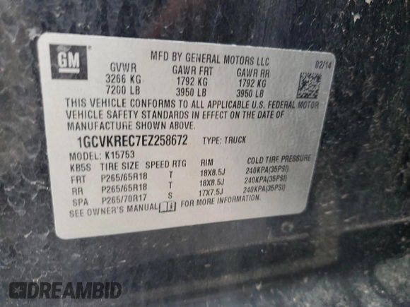 2014 Chevrolet Silverado 1500 LT with VIN 1GCVKREC7EZ258672, listed as a Copart auction lot 44836145 with 155,420 mi miles and Salvage Title. Bid and sale history available at carsss.com. Image 12.