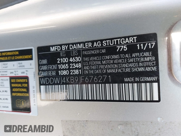 2018 Mercedes-Benz C 300 with VIN WDDWJ4KB9JF676271, listed as a IAAI auction lot 41244896 with 95,013 mi miles and . Bid and sale history available at DreamBid. Image 9.