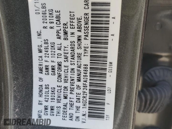 2015 Honda Accord LX with VIN 1HGCR2F36FA094888, listed as a Copart auction lot 41798445 with 71,959 mi miles and Salvage Title. Bid and sale history available at carsss.com. Image 12.