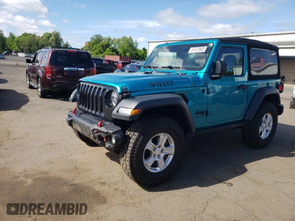 2020 Jeep Wrangler Willys z VIN 1C4GJXAG7LW260669, wystawiony jako Copart lot #57472685 z przebiegiem 21 075 mil mil oraz Szkoda całkowita • Salvage title. Historia ofert i sprzedaży dostępna na DreamBid. Obrazek 1.
