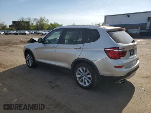 2015 BMW X3 xDrive28i with VIN 5UXWX9C50F0D46867, listed as a Copart auction lot 54896695 with 139,798 mi miles and Salvage Title. Bid and sale history available at DreamBid. Image 2.