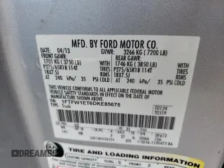 2013 Ford F-150 XL with VIN 1FTFW1ET6DKE85675, listed as a Copart auction lot 58386735 with 139,616 mi miles and Clean title. Bid and sale history available at DreamBid. Image 12.