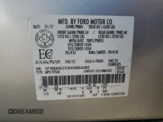 2017 Ford Explorer Sport с VIN 1FM5K8GT2HGB84385, выставлен на аукционе Copart как лот 60561665 с пробегом 228 579 миль миль и Списание • Salvage title. История ставок и продаж доступна на DreamBid. Изображение 14.