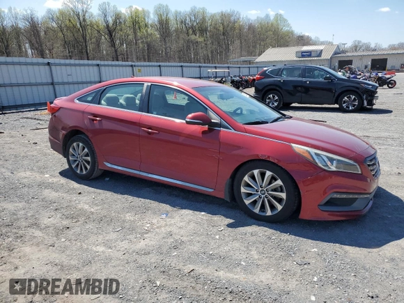 2016 Hyundai Sonata Sport with VIN 5NPE34AF9GH261907, listed as a Copart auction lot 52534385 with 100,644 mi miles and Salvage Title. Bid and sale history available at DreamBid. Image 4.