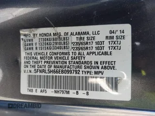 2014 Honda Odyssey EX-L with VIN 5FNRL5H66EB099792, listed as a IAAI auction lot 42160220 with 160,852 mi miles and . Bid and sale history available at carsss.com. Image 9.