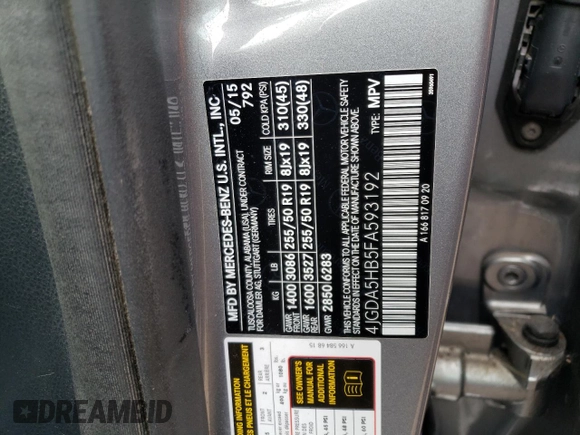 2015 Mercedes-Benz M 350 z VIN 4JGDA5HB5FA593192, wystawiony jako Copart lot #67638922 z przebiegiem 72 860 mil mil oraz . Historia ofert i sprzedaży dostępna na DreamBid. Obrazek 13.