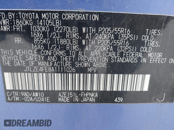 2010 Scion xB with VIN JTLZE4FE8A1111026, listed as a IAAI auction lot 42246634 with 181,886 mi miles and . Bid and sale history available at DreamBid. Image 9.