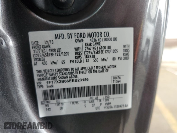 2014 Ford F-250 XL z VIN 1FT7X2B66EEB23156, wystawiony jako Copart lot #56326465 z przebiegiem 97 133 mil mil oraz Szkoda całkowita • Salvage title. Historia ofert i sprzedaży dostępna na DreamBid. Obrazek 12.