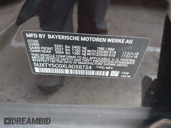 2020 BMW X3 xDrive30i z VIN 5UXTY5C0XL9D58724, wystawiony jako IAAI lot #41717962 z przebiegiem 38 089 mil mil oraz . Historia ofert i sprzedaży dostępna na DreamBid. Obrazek 9.