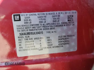 2018 GMC Terrain SLE with VIN 3GKALMEV5JL334315, listed as a Copart auction lot 49848485 with 91,302 mi miles and Salvage Title. Bid and sale history available at carsss.com. Image 13.