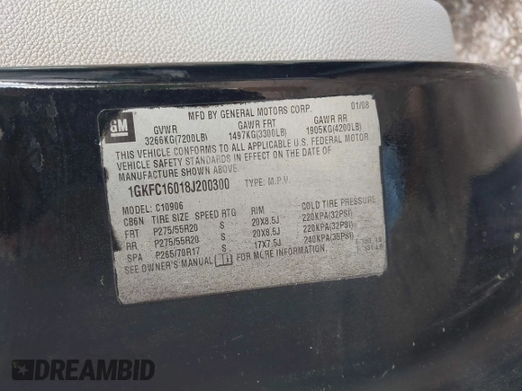2008 GMC Yukon XL SLT 4SB z VIN 1GKFC16018J200300, wystawiony jako IAAI lot #42101312 z przebiegiem 291 282 mil mil oraz . Historia ofert i sprzedaży dostępna na DreamBid. Obrazek 9.