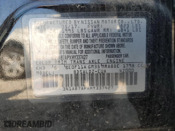 2017 Nissan Sentra S с VIN 3N1AB7APXHY337427, выставлен на аукционе Copart как лот 51987515 с пробегом 162 061 миль миль и Чистый • Clean title. История ставок и продаж доступна на DreamBid. Изображение 12.
